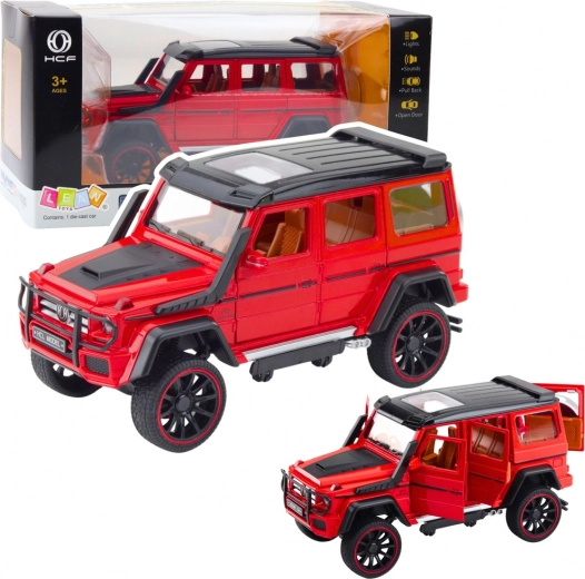 Fuoristrada in metallo con motore a retrocarica, porte apribili, rosso 1:22