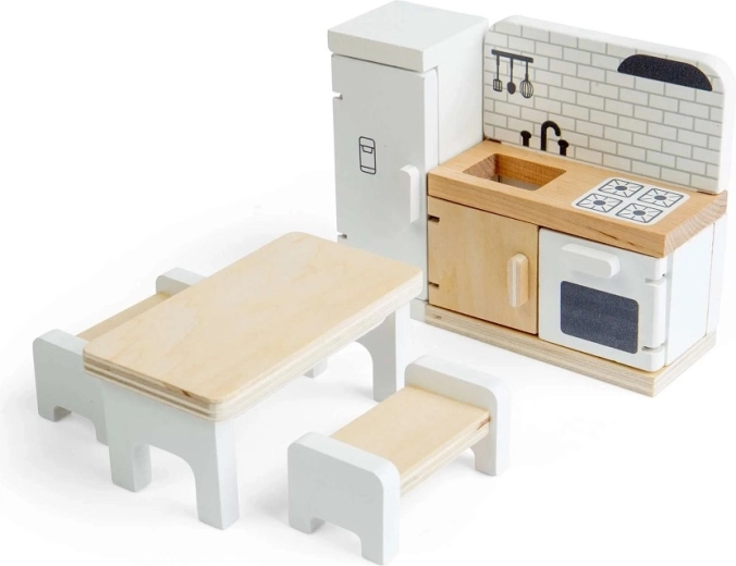 Bigjigs Toys set da cucina in legno per casa delle bambole