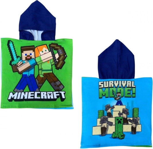Poncho con cappuccio Minecraft 50 × 110 cm - 1 pezzo