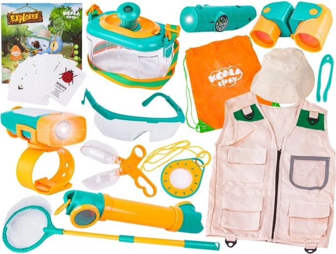 Set del piccolo viaggiatore ed esploratore con retino entomologico e accessori