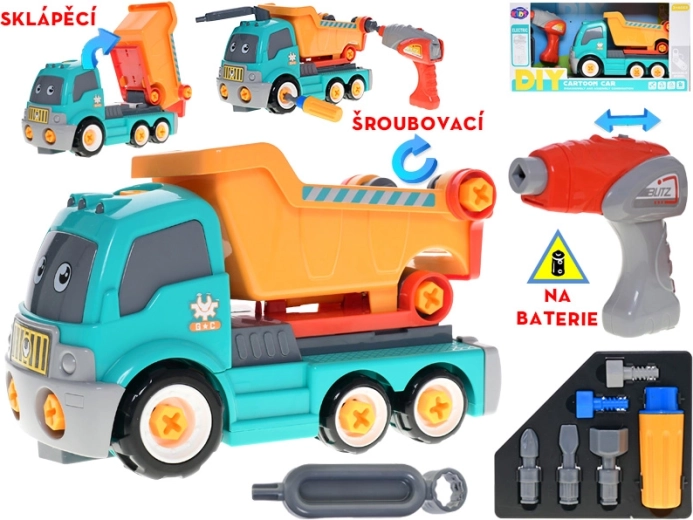 Autocarro ribaltabile avvitabile con trapano a batteria per bambini