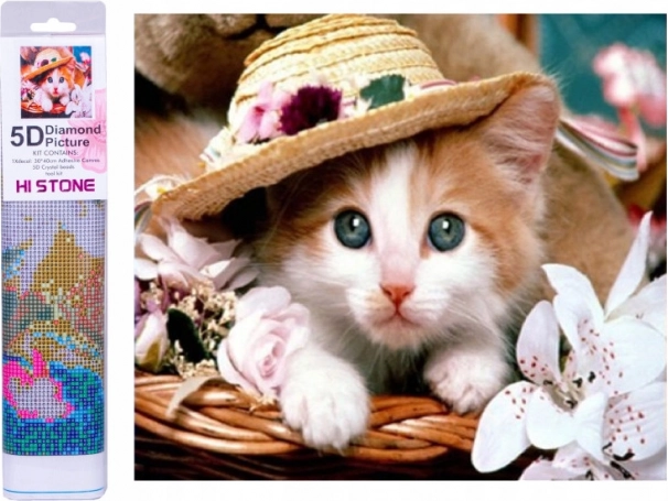 Mosaico di diamanti - Gatto con cappello