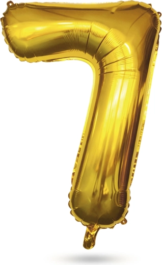 Palloncino dorato in foil a forma di numero 7, 40 pollici