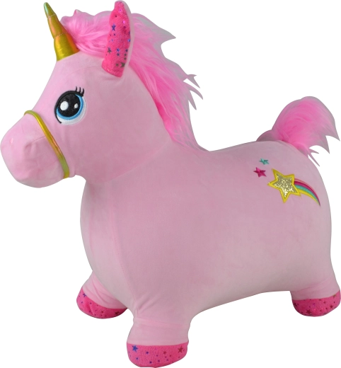 Unicorno rosa saltellante con suoni