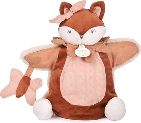 Doudou peluche burattino a mano volpe Mina rosa 25 cm