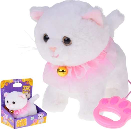 Gattino di peluche interattivo al guinzaglio, cammina, miagola e muove la coda