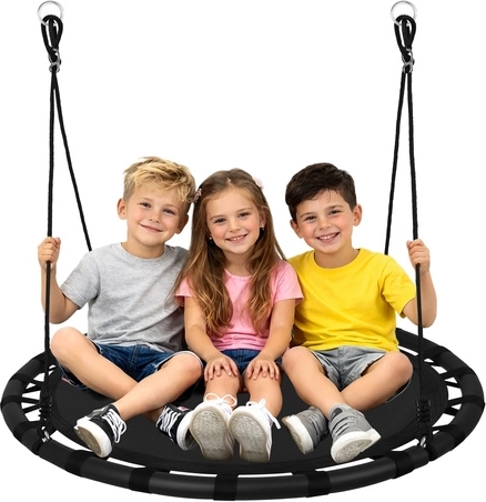 Altalena per bambini a nido di cicogna 100 cm nera