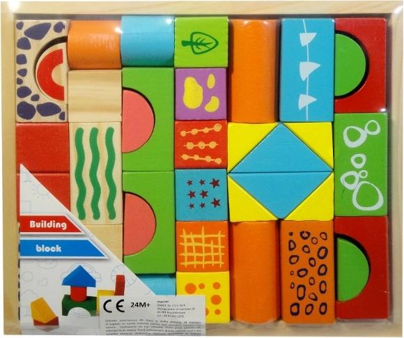 Blocchi di legno colorati in cassettina