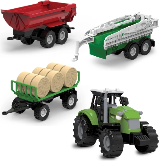 FARM SERVICE trattore con tre rimorchi con luci e suoni