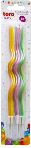 Candeline a spirale perlées con supporto, 6 pezzi (13 × 0,2 cm), mix di colori