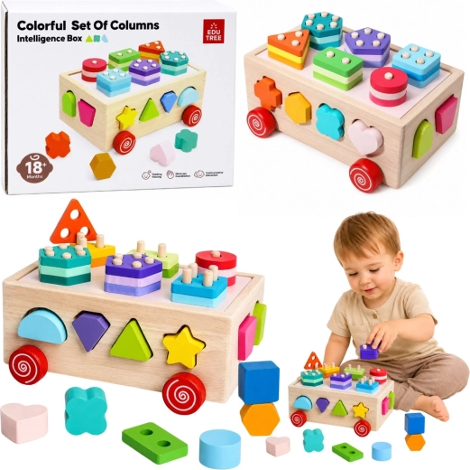 Sorter di forme Montessori in legno con ruote