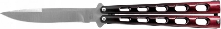 Coltello pieghevole balisong 9 cm nero‑rosso in alluminio JOKER
