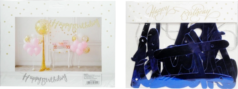 Ghirlanda di carta Happy Birthday – trasparente, monofacciale