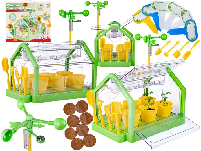 Mini serra per bambini con vasi e attrezzi da giardino - 1 pezzo