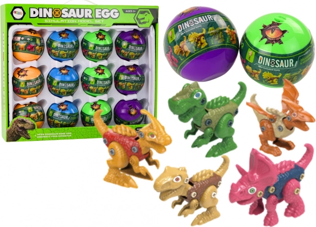 Set di uova di dinosauro da avvitare, 12 pz, multicolore