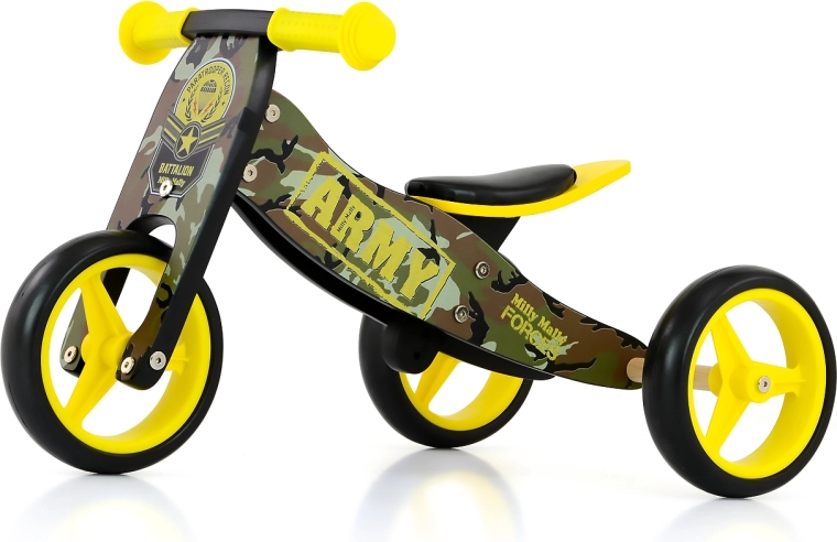 Bicicletta senza pedali multifunzione 2in1 per bambini MILLY MALLY Jake Army