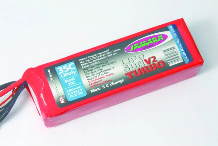 Batteria LipoSun V2 Turbo LiPo 22,2 V 2500 mAh 35C/70C con connettore di bilanciamento GPR 6N
