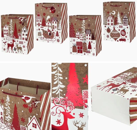 Borsa regalo natalizia 23 × 18 × 10 cm (mix motivi)
