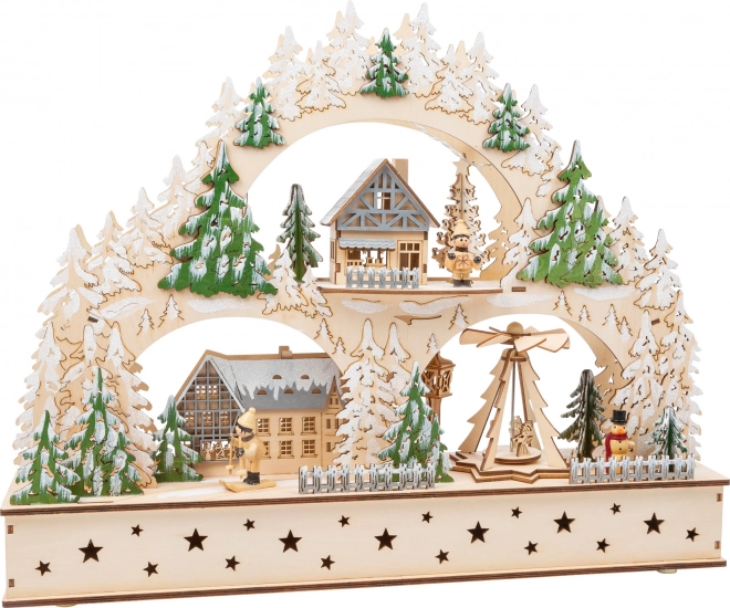 SMALL FOOT arco natalizio in legno con luce e melodia