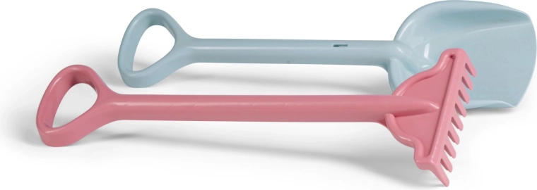 Androni set riciclato per sabbia – pala e rastrello 56 cm, colori pastello