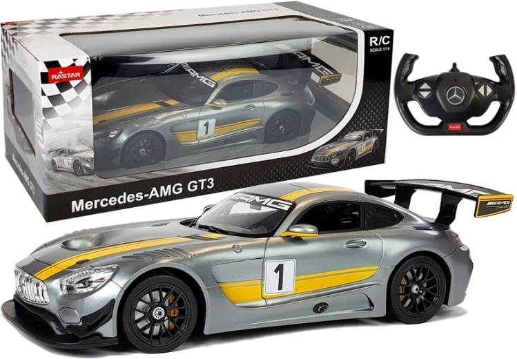 Auto R/C Mercedes-AMG GT3 Rastar 1:14 grigio a telecomando