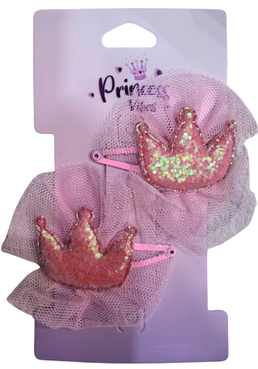 PINK fermagli per capelli con corona scintillante, 2 pz