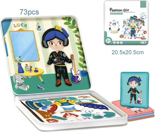 Puzzle per vestire la ragazza – modella in scatola di metallo