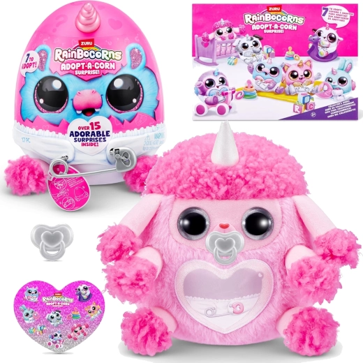 rainbocorns adopt-a-corn surprise peluche con sorpresa di zuru