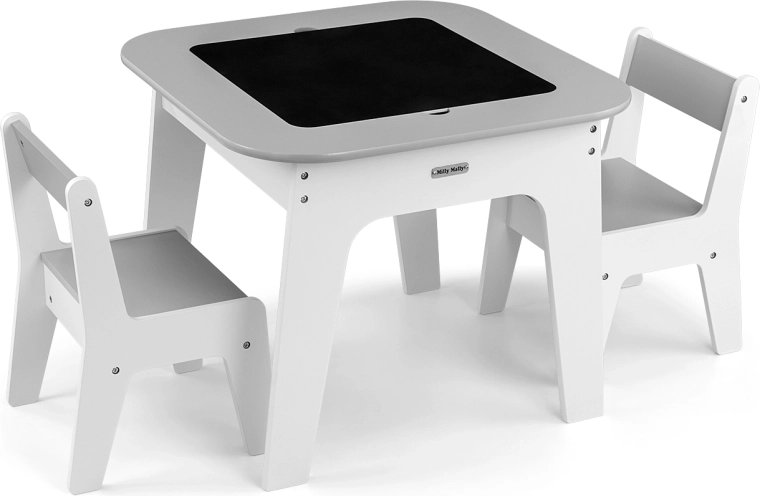 Set di mobili per bambini Milly Mally Olaf Grey – tavolino e 2 seggioline
