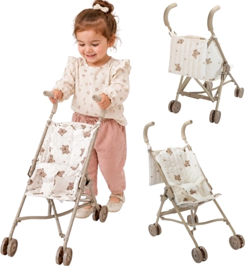 Passeggino vintage per bambole Woopie Royal con motivo di orsetti