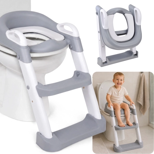 Riduttore per WC per bambini pieghevole con scaletta e seduta morbida fino a 25 kg