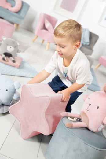 Pouf per bambini Roba a forma di stella rosa