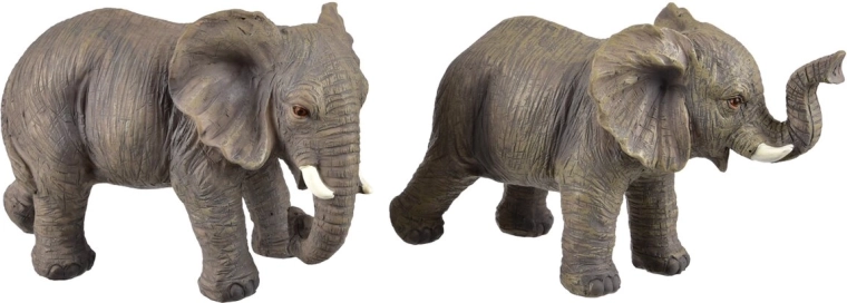 Statuetta decorativa elefante in polyresina grigia 15 cm