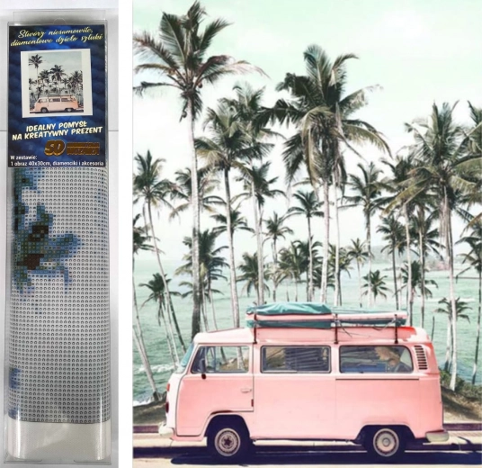 Pittura diamante Autobus rosa 30x40 cm