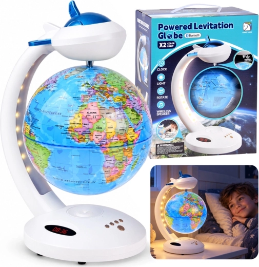 Globo levitante 4 in 1 con rotazione a 360° (lampada LED, altoparlante Bluetooth, orologio)