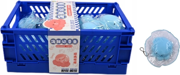 Giochino antistress da schiacciare a forma di polpo con portachiavi, 18 pz