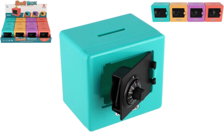 Salvadanaio a forma di cassaforte – mini safe con combinazione, 4 colori