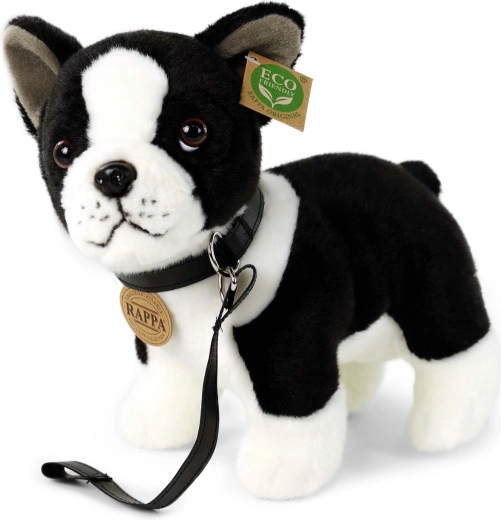 Bulldog francese di peluche con guinzaglio 23 cm
