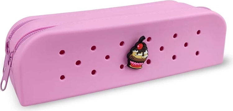 Gifty astuccio in silicone doppio rosa con spilla decorativa