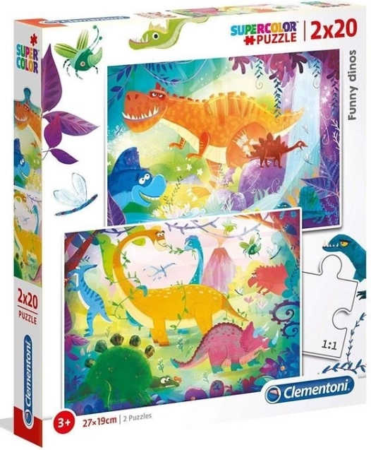 Puzzle 2×20 Super Color – dinosauri simpatici