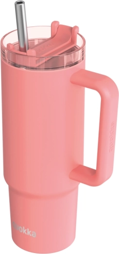 Tazza termica in acciaio inox Quokka Vibe Coral Drop Safe con cannuccia 880 ml