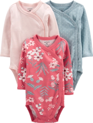 Carter’s body neonato a maniche lunghe, rosa, 3 pz