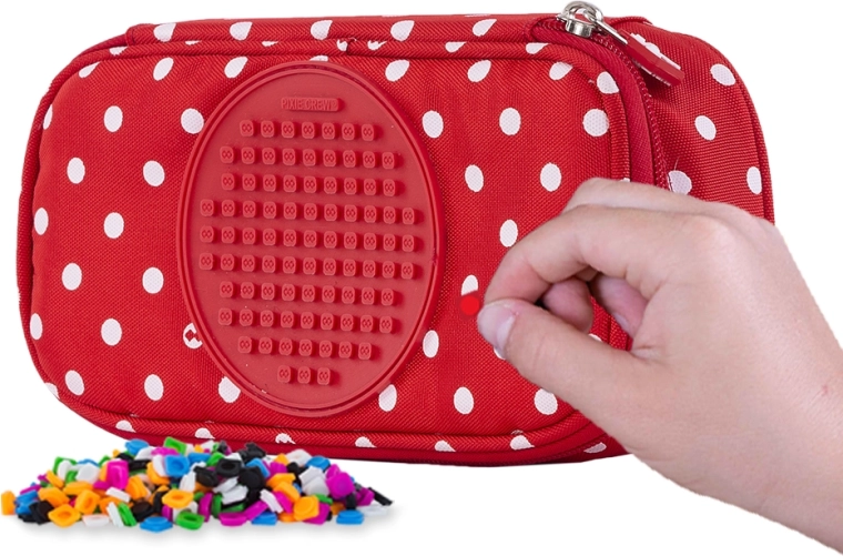 Astuccio scolastico a due scomparti PIXIE CREW rosso con pois bianchi
