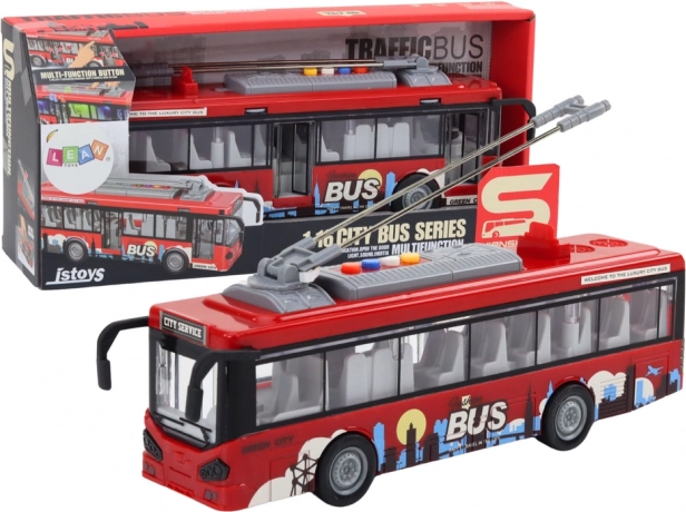 Filobus rosso 1:16 con luci, suoni e trazione a frizione