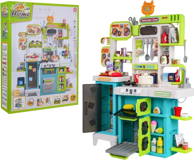 Cucina giocattolo per bambini con luci, suoni, acqua e vapore, con accessori