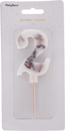 Candela per torta a forma di fiore bianco numero 2 8 cm