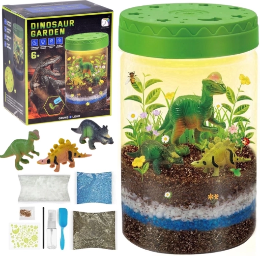 Giardino di dinosauri illuminato 3in1 – terrario fai-da-te, lampada e coltivazione di piante