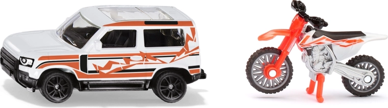 Set Siku Land Rover Defender e moto da motocross KTM 450 SX-F