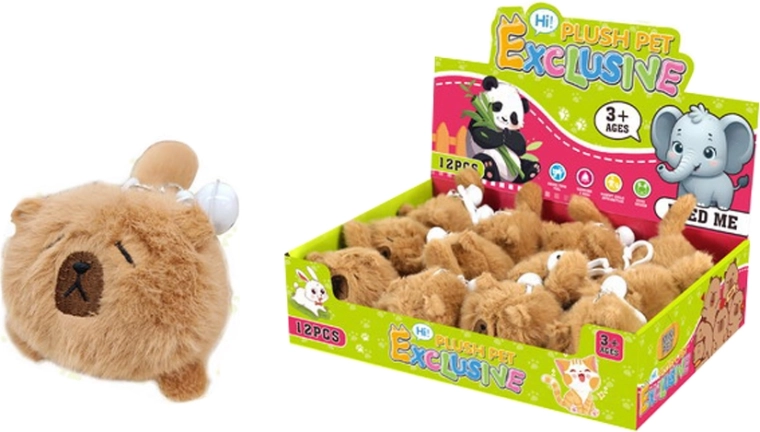 Portachiavi di peluche capibara a carica 10,5 cm con campanellino