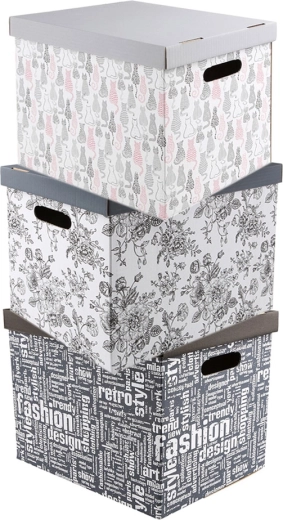 Scatola portaoggetti decorativa in cartone con coperchio 47 × 31 × 32 cm